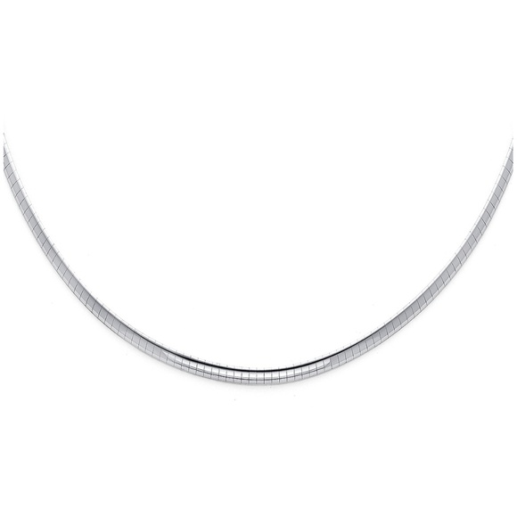 14K White 3mm Reversible Omega Necklace - 18" - Picture 1 of 3